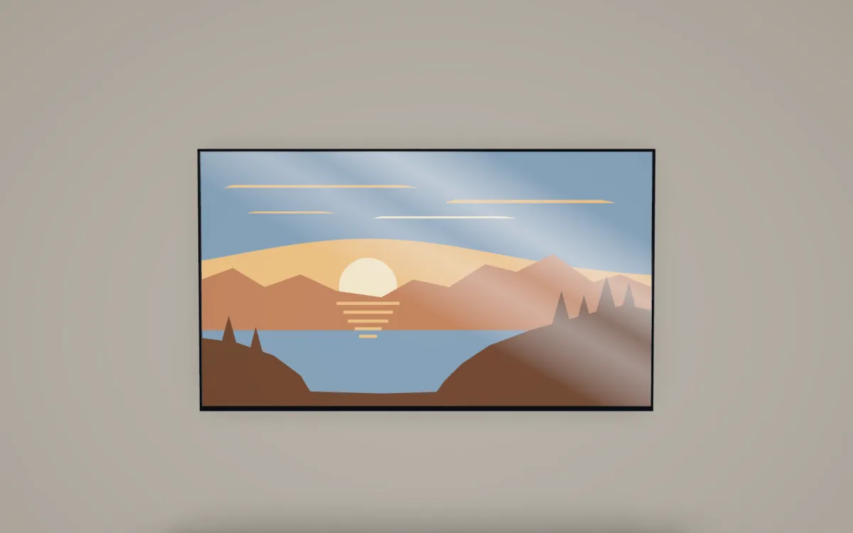 A 43-inch TV seen from a sofa 6 feet away, in the same room as its 50-inch comparison.