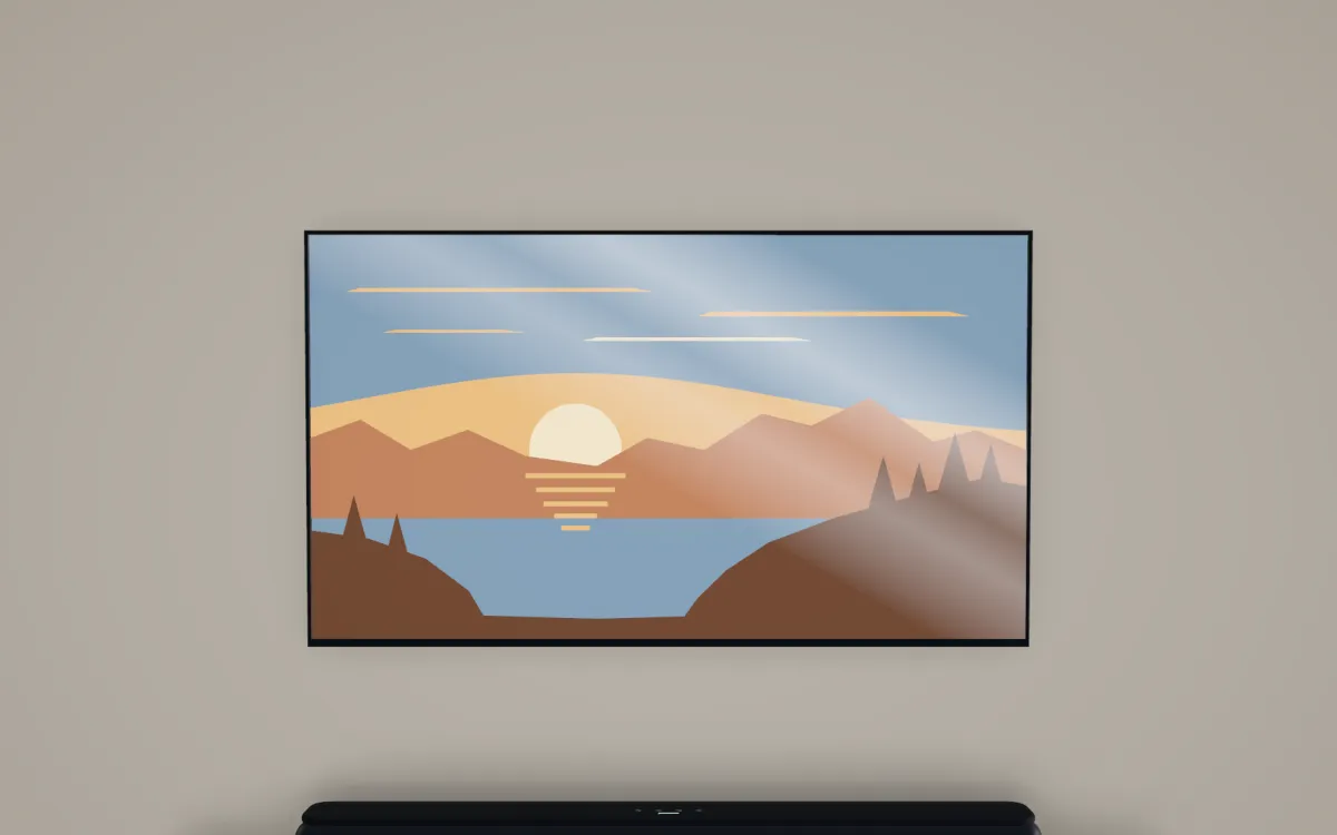 A 50-inch TV seen from a sofa 7 feet away, in the same room as its 55-inch comparison.