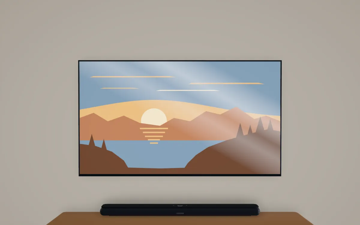 A 65-inch TV seen from a sofa 9 feet away, in the same room as its 77-inch comparison.